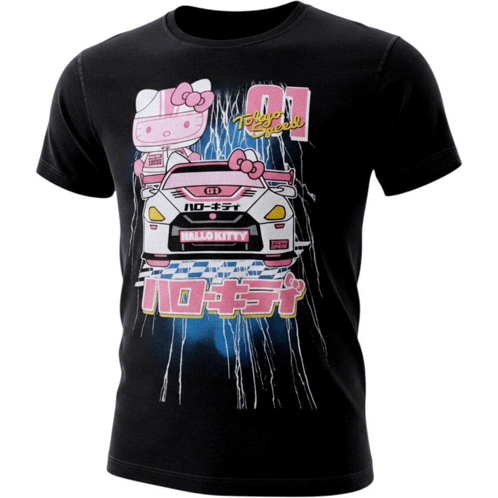 Hello Kitty Tokyo Speed Racing Graphic T-Shirt XL Black Sanrio Bioworld JDM Y2K